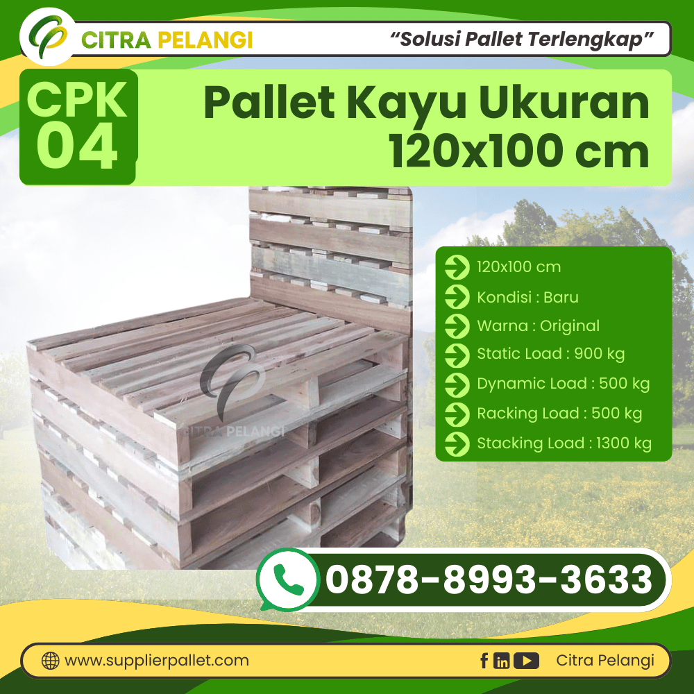 Pallet Kayu Bekas/Baru Ukuran 100x120 cm Warna Original - CPK04