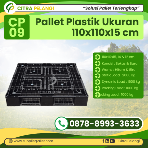 Pallet Plastik Bekas/Baru Ukuran 110x110x15 cm Warna Hitam - CP09