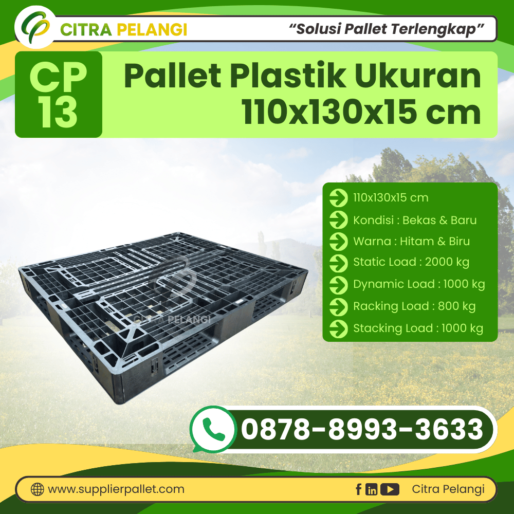 Pallet Plastik Bekas/Baru Ukuran 110x130x15 cm Warna Hitam - CP13