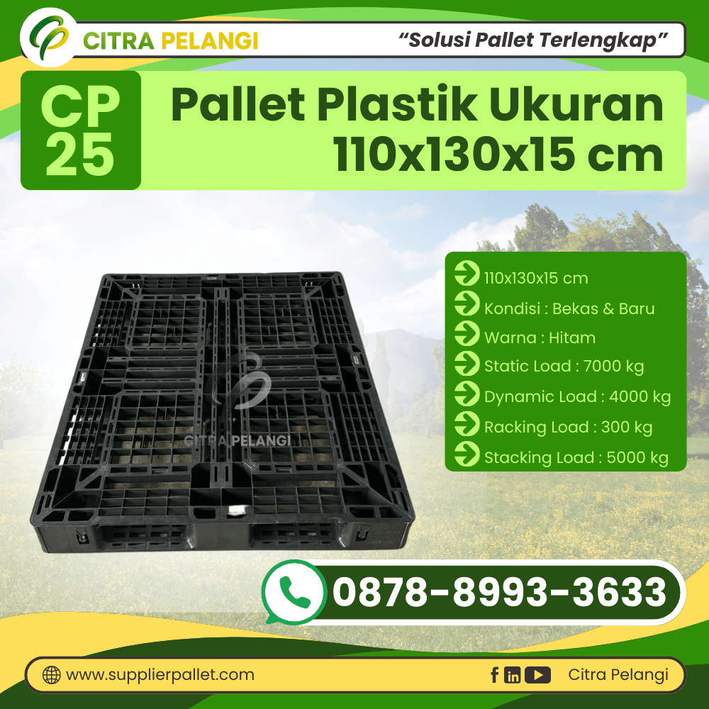 Pallet Plastik Bekas/Baru Ukuran 110x130x15 cm Warna Hitam - CP25